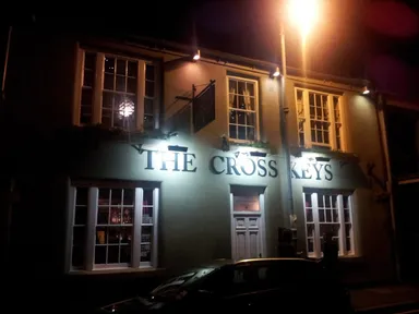 Even with the massive name across the front, The Cross Keys can still be hard to spot, thanks to the dark street it sits on.