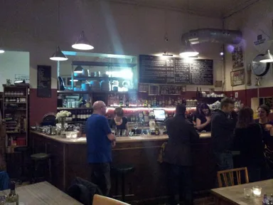 Those are fairy lights behind the bar.
