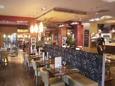 The restaurant area is hotel-like.