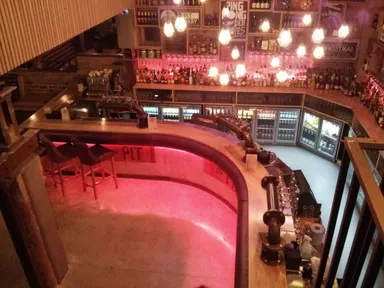 An impressively sized bar. Check out all those keg taps!