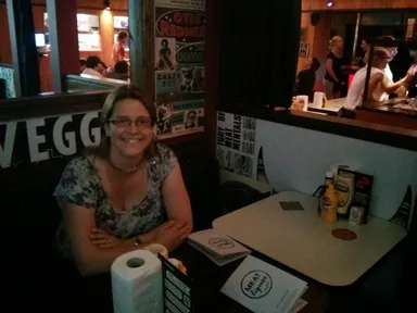 Emily in one of the downstairs booths.