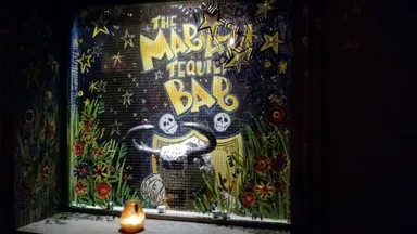 This bull directs you to the downstairs venue.
