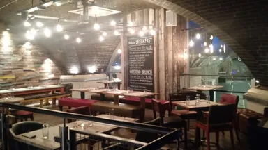 Eating's available upstairs and down.