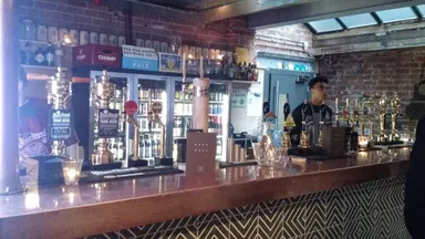 The main bar in the ground floor beer hall.
