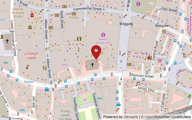 Map showing the location of 67 Boar Lane, Leeds, LS1 6HW