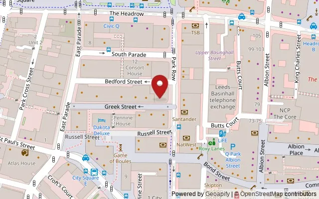 Map showing the location of 5-7 Greek Street, Leeds LS1 5RW