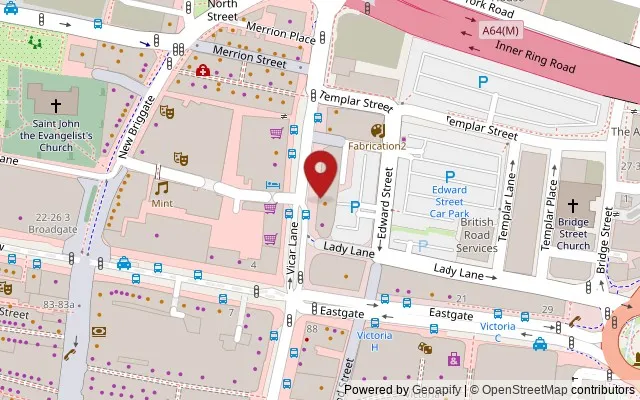 Map showing the location of 104 Vicar Lane, Leeds LS2 7NL