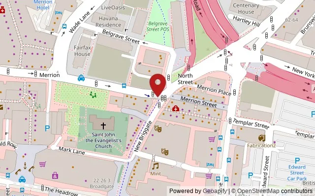 Map showing the location of 57-59 New Briggate, Leeds LS2 8JD