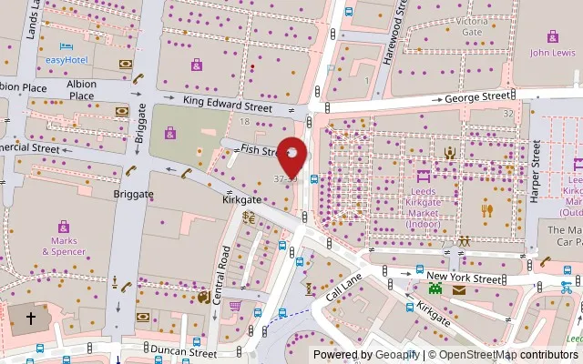 Map showing the location of 31-33 Vicar Lane, Leeds LS1 6DS