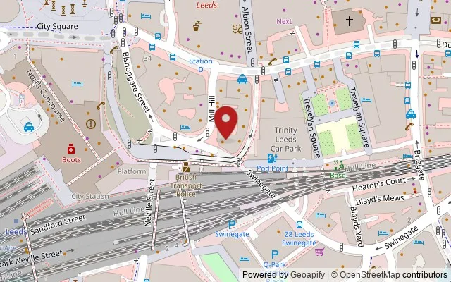 Map showing the location of Mill Hill, Leeds LS1 5DQ