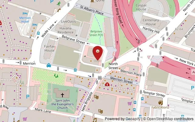 Map showing the location of 1-1A Cross Belgrave Street, Leeds LS2 8JP
