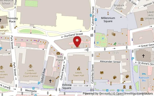 Map showing the location of 28 Great George Street, Leeds LS1 3DL