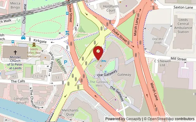 Map showing the location of Gateway North, Crown Point Road, Leeds LS9 8BZ