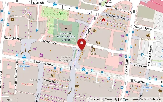 Map showing the location of 24 New Briggate, Leeds LS1 6ND