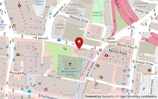 Map showing the location of Merrion Street, Leeds LS2 8JE