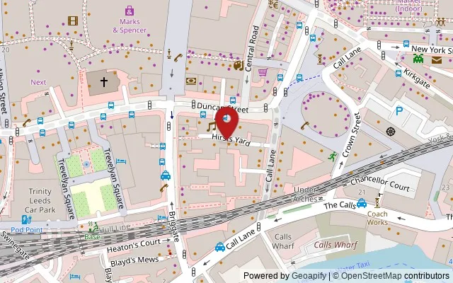 Map showing the location of 11 - 15 Hirst's Yard, Leeds LS1 6NJ