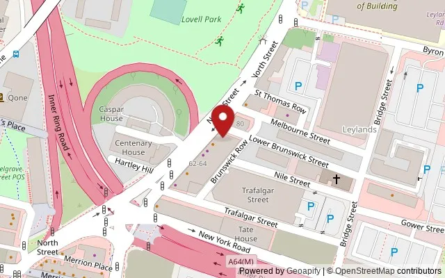 Map showing the location of 76-78 North Street, Leeds LS2 7PN