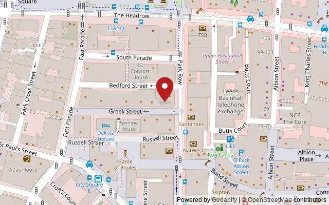 Map showing the location of 5-7 Greek Street, Leeds LS1 5RW