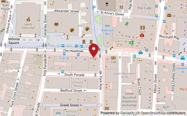 Map showing the location of 123 The Headrow, Leeds LS1 5RD