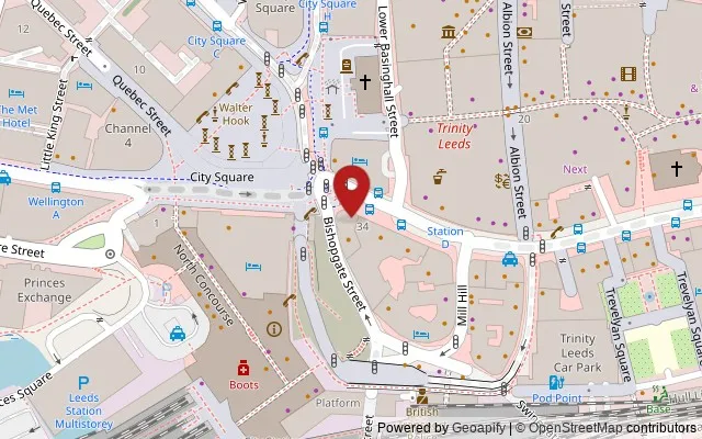 Map showing the location of 40 Boar Lane, Leeds LS1 5DA,