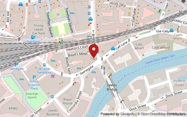 Map showing the location of Lower Briggate, Leeds LS1 4AE,