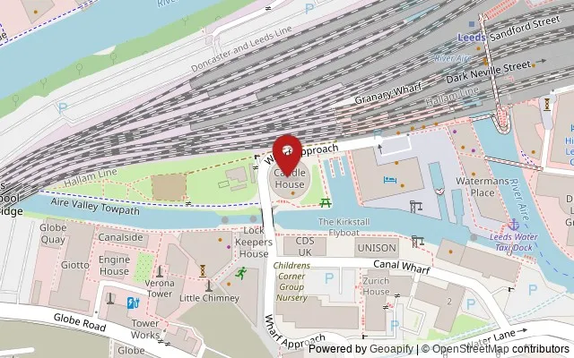 Map showing the location of Candle House, Granary Wharf, Leeds LS1 4GJ