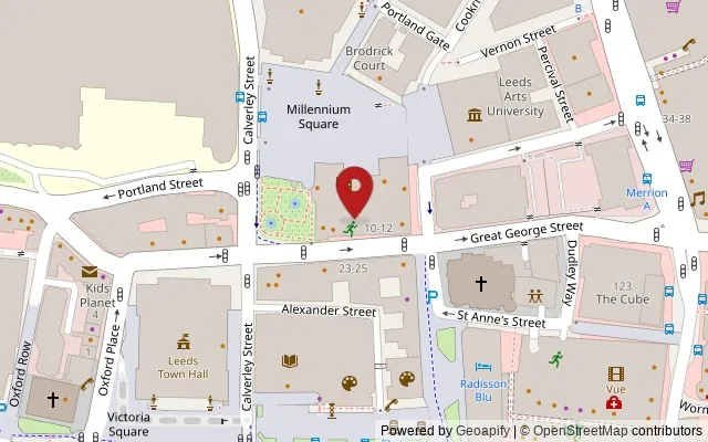 Map showing the location of 12 Great George Street, Leeds LS1 3DW